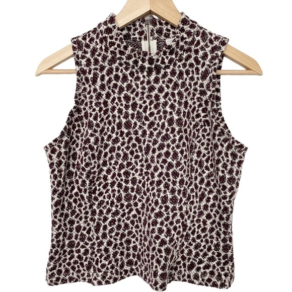Anthropologie Akemi + Kin Leopard Animal Print Sleeveless Mock Neck Top S - Picture 1 of 13